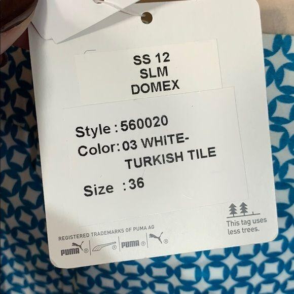 Puma Womens Bermuda Golf Shorts Turkish Tile Print Sporty Teal White Medium - Picture 12 of 16